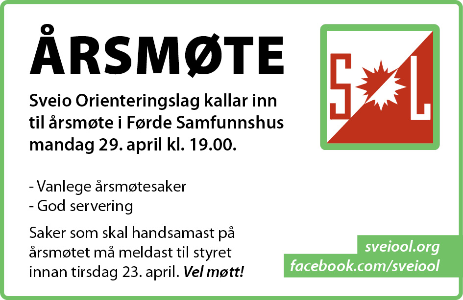 Årsmøte på Førde Samfunnshus 29.april kl 19