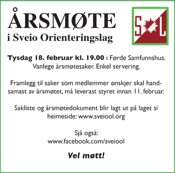 Årsmøte på Førde Samfunnshus 18. feb kl 19