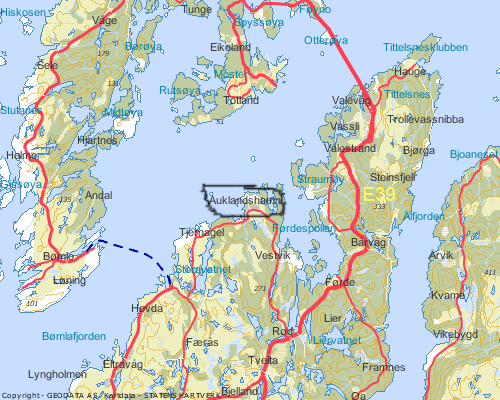 kart til Auklandshamn